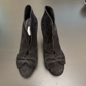 Pablo Black Suede Bow Ankle Booties Heels Women’s EU 40 US 9 9.5
